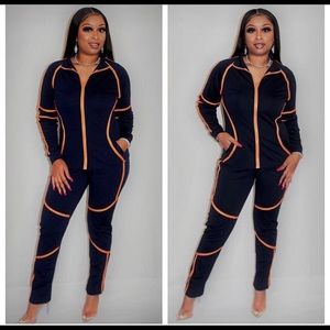 Track suit navy blue and orange